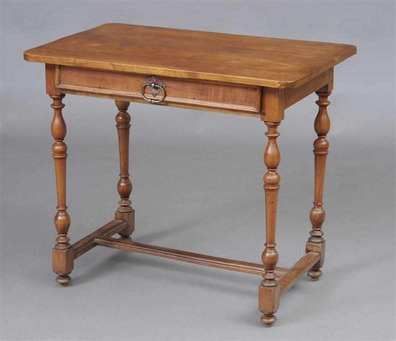 Appraisal: LOUIS XIII WALNUT SIDE TABLE The later over hanging top