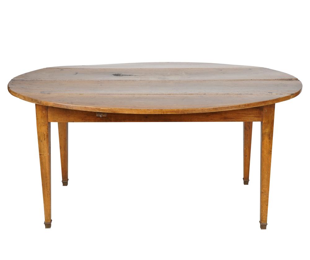 Appraisal: OVAL DROP LEAF DINING TABLEthe feet with brass caps Condition