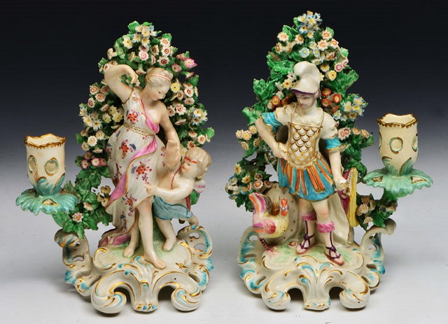 Appraisal: A PAIR OF DERBY PORCELAIN CANDLESTICKS each in the form