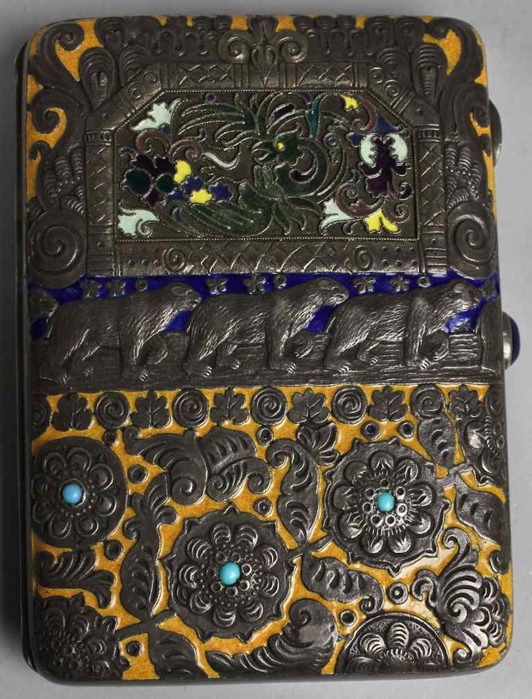 Appraisal: RUSSIAN SILVER AND ENAMEL CIGARETTE CASE marked for Moscow -