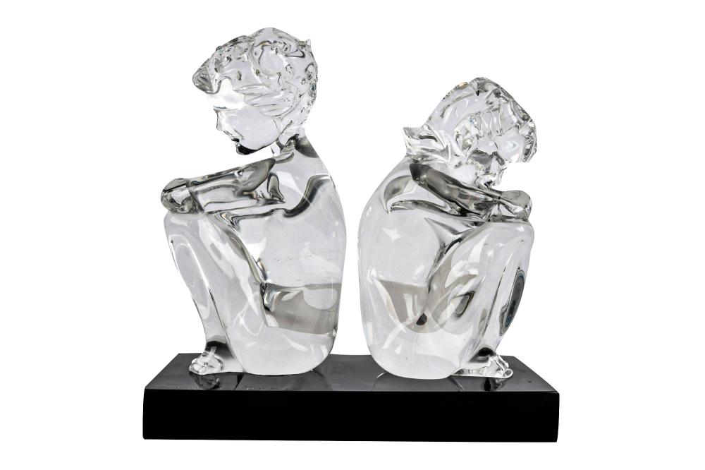 Appraisal: LOREDANO ROSIN TWO KNEELING CHILDREN molded glass sculpture inscribed on