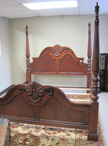 Appraisal: CHIPPENDALE STYLE MAHOGANY FOUR-POST BED king size th century having