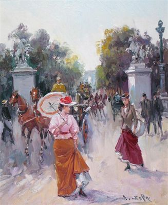 Appraisal: Juan Soler Spanish b Ladies near the Arc de Triomphe