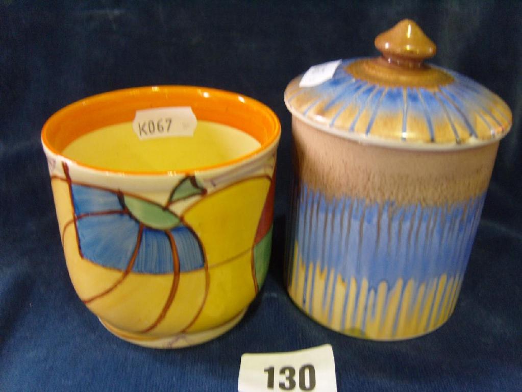 Appraisal: A Clarice Cliff Bizarre Fantasque pot with painted yellow blue