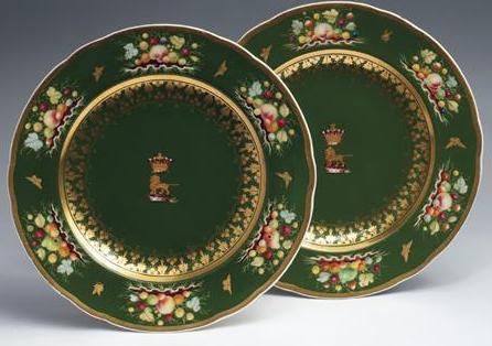 Appraisal: PAIR OF DERBY CRESTED DESSERT PLATES FROM THE 'EARL OF