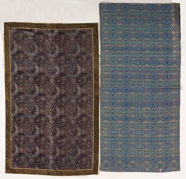 Appraisal: Four silk brocade panels Late Qing Early th Century Including