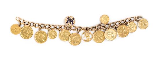 Appraisal: Sale Lot A Karat Yellow Gold Bracelet with Attached Charms