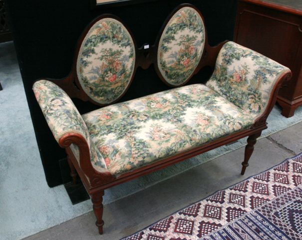 Appraisal: A Edwardian style stained pine and needlepoint upholstered love seat