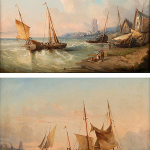 Appraisal: Continental School th Century Seascapes two works oil on canvas