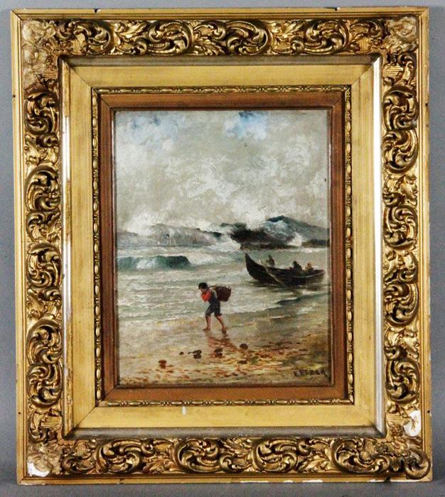 Appraisal: - Costal Fishing Scene O C Coastal fishing scene signed