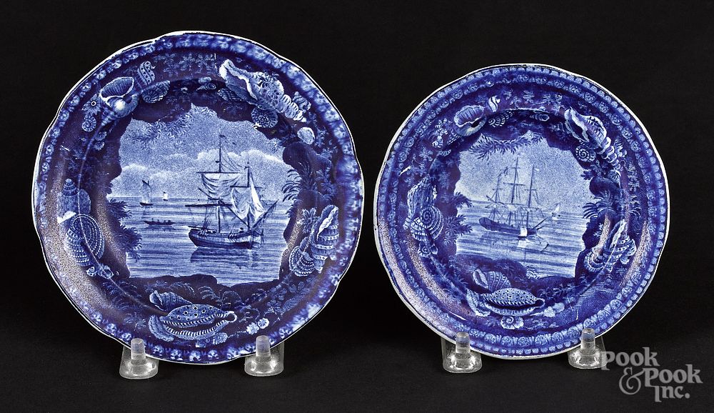 Appraisal: Two Historical blue Staffordshire toddy plates Two Historical blue Staffordshire