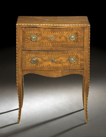 Appraisal: Louis XV-Style Walnut and Burl Wood Petite Commode th century