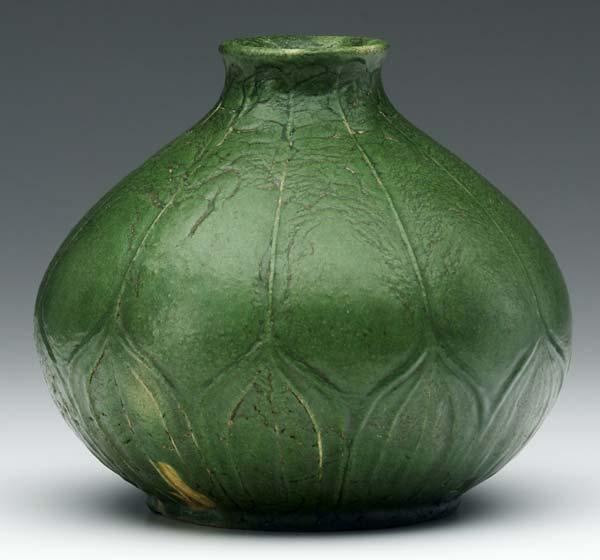 Appraisal: GRUEBY Rare tear-shaped vase attributed to Jenny Avis Turner with