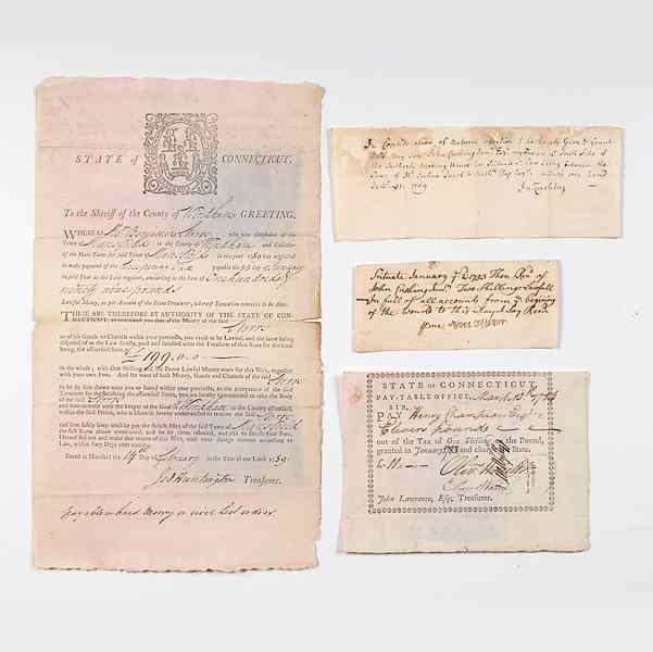 Appraisal: Revolutionary War-Era DsS Including Willys Wolcott Huntington Cushing Lot of