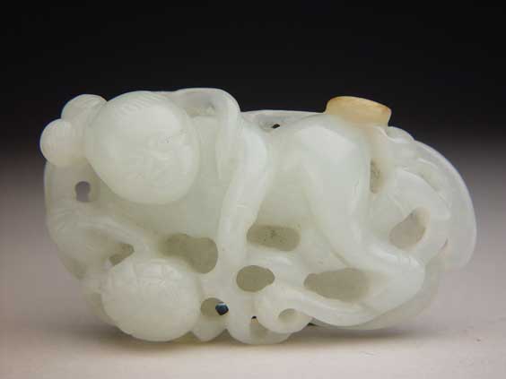 Appraisal: ANTIQUE JADE TOGGLE Antique Chinese carved white jade toggle of