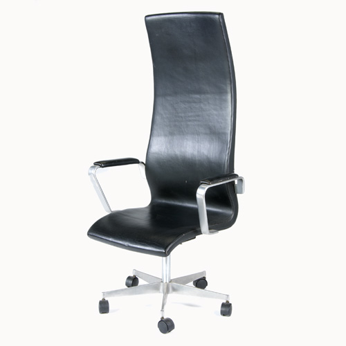 Appraisal: ARNE JACOBSEN FRITZ HANSEN High-back Oxford desk chair with black