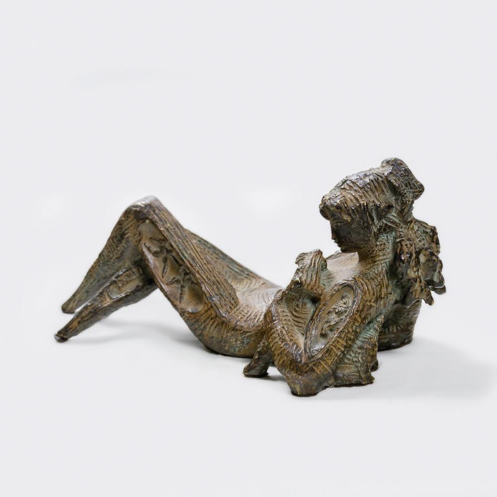 Appraisal: MODERNIST SCHOOL th century Reclining Woman with Dog bronze bronze