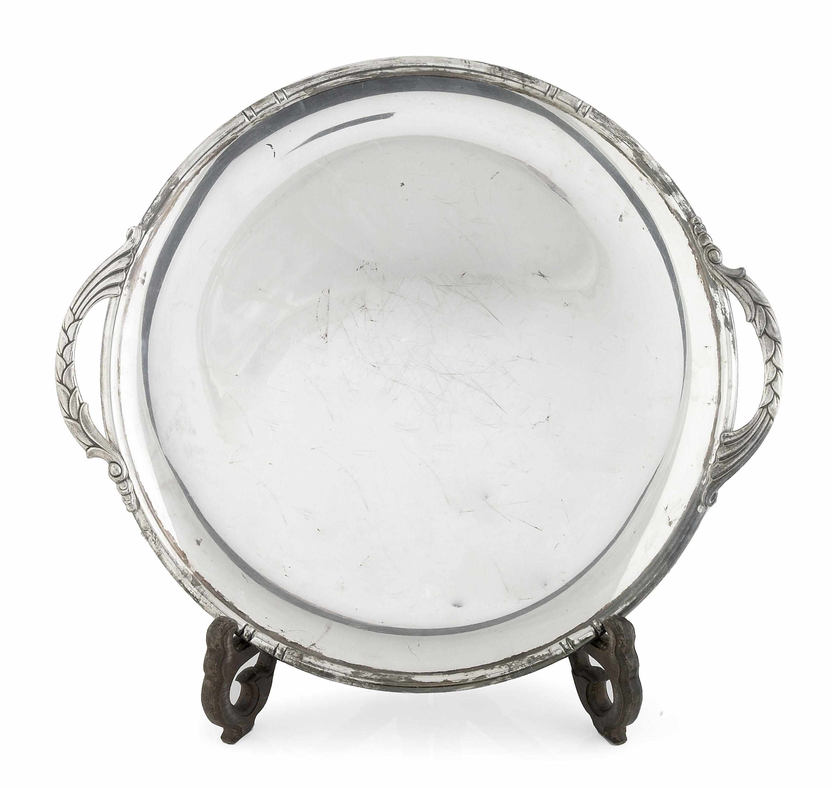 Appraisal: A sterling circular tray with handles Randahl Chicago IL Length