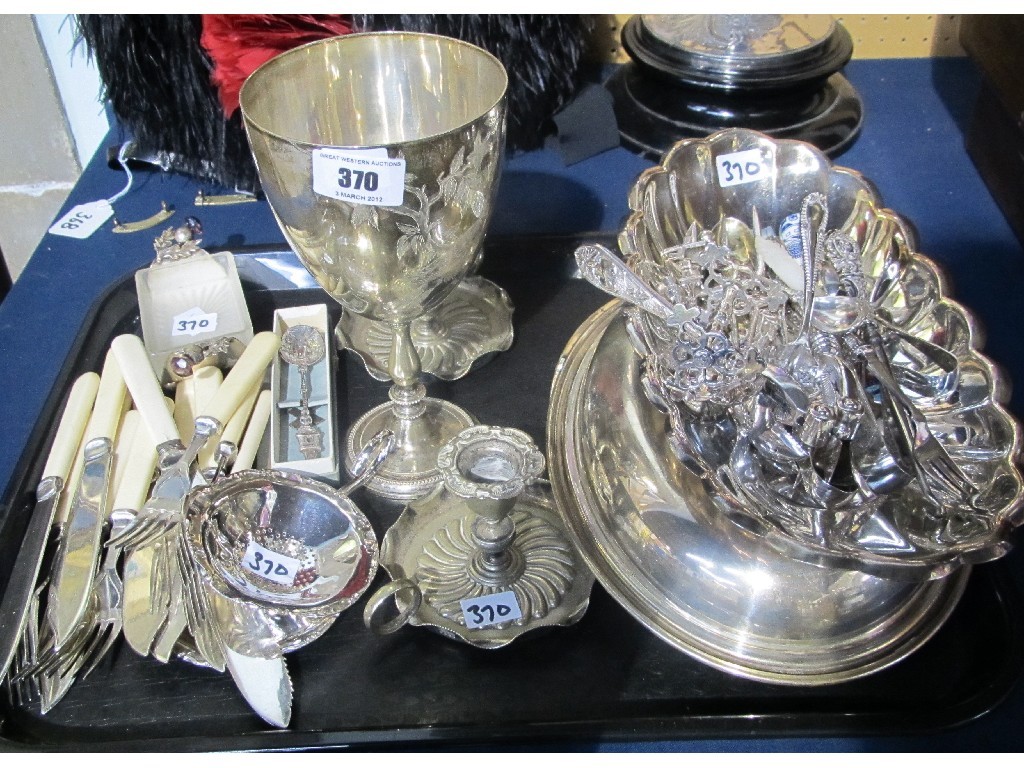 Appraisal: Tray lot of EP - Goblet candleholders cutlery etc