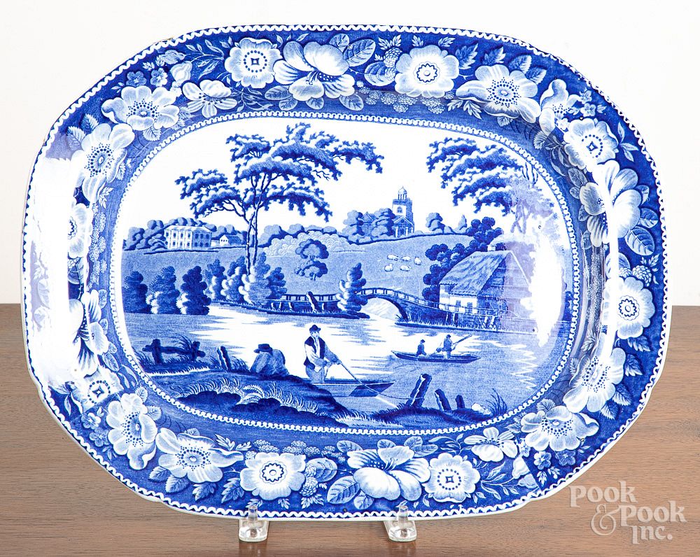 Appraisal: Blue Staffordshire English scenery platter Blue Staffordshire English scenery platter