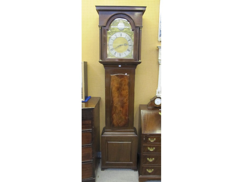 Appraisal: Mahogany longcase clock with a tempus brass mounted dial