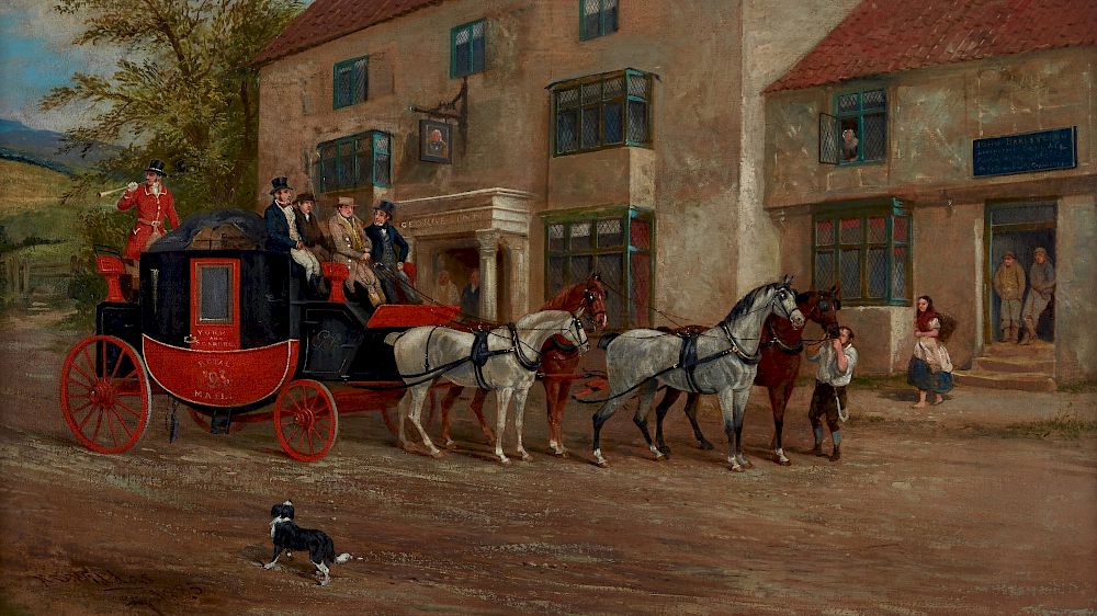 Appraisal: Richard Dodd Widdas Royal Mail Coach Oil on Canva Richard