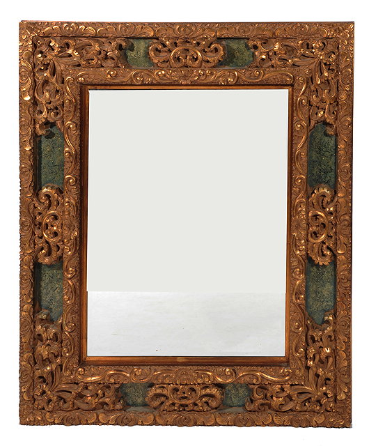 Appraisal: A LARGE TH CENTURY SPANISH GILT FRAMED MIRROR the rectangular