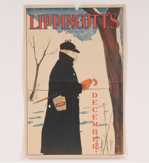 Appraisal: Will Carqueville American - Lippincott's December strolling gentleman lithograph poster