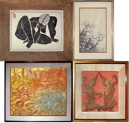 Appraisal: Miscellaneous Group of Asian Pictures and Panels Estimate -