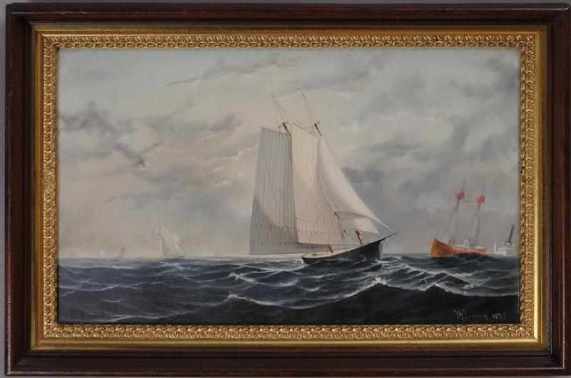 Appraisal: WILLIAM HENRY PLUMMER AMERICAN b AMERICA'S CUP ROUNDING SANDY HOOK