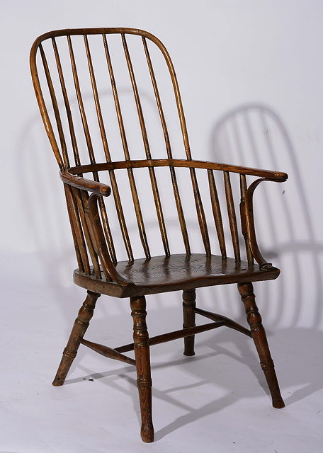 Appraisal: A th Century elm stick back Windsor armchair