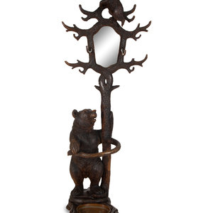 Appraisal: A Swiss Black Forest Bear Hall Stand Circa with built-in