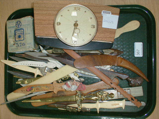 Appraisal: A collection of letter knives clock etc