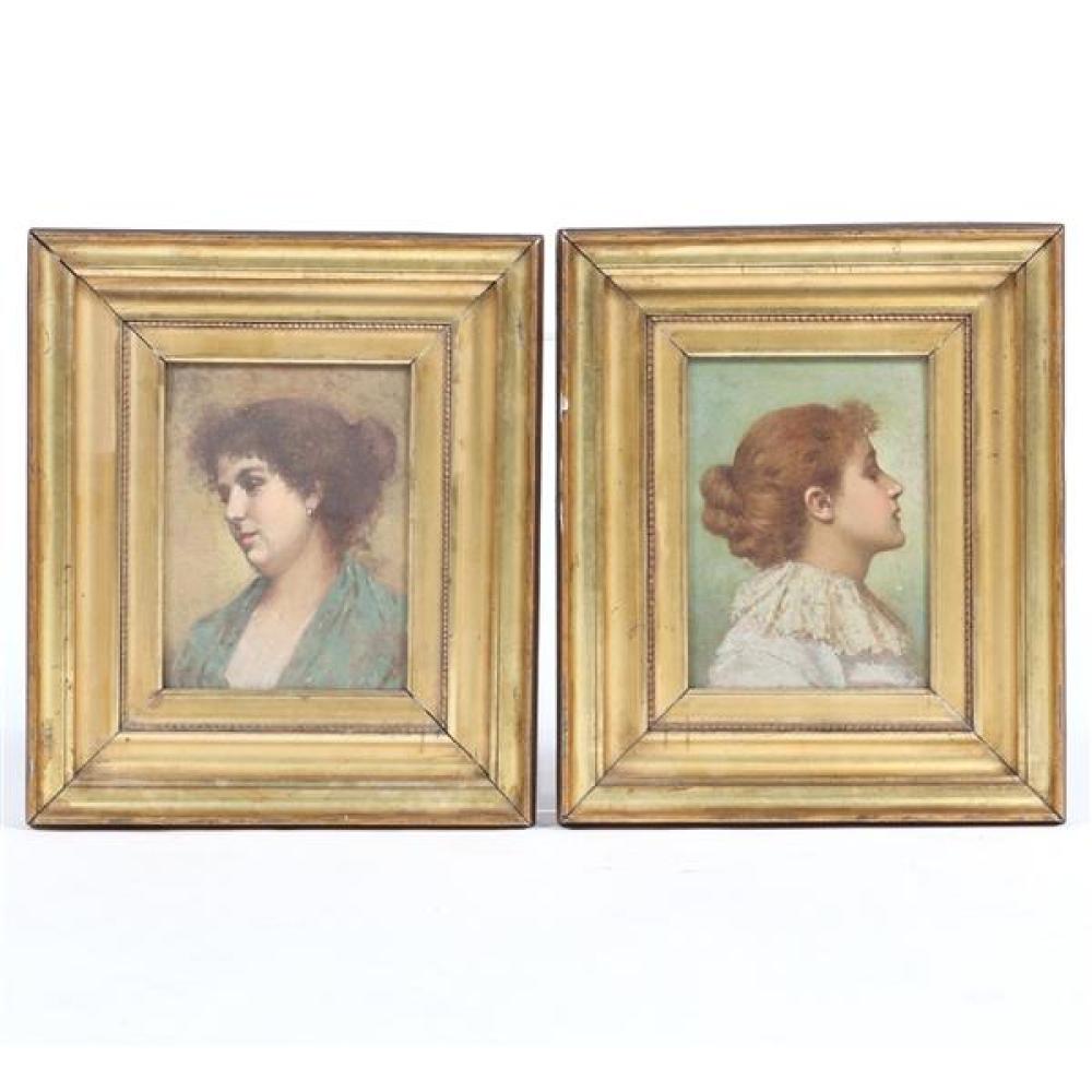 Appraisal: PAIR OF IMPRESSIONIST FAMILIAL PORTRAITS OF A YOUNG WOMAN AND