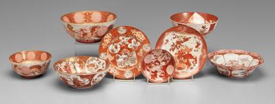 Appraisal: Eight pieces Japanese Kutani decorated with Japanese court officials Chinese