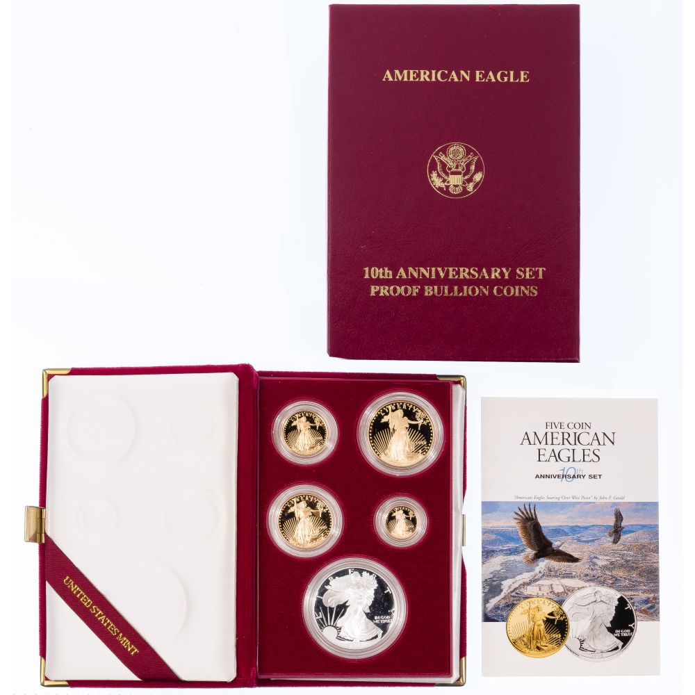 Appraisal: -W GOLD AND SILVER AMERICAN EAGLE TH ANNIVERSARY SET PROOF