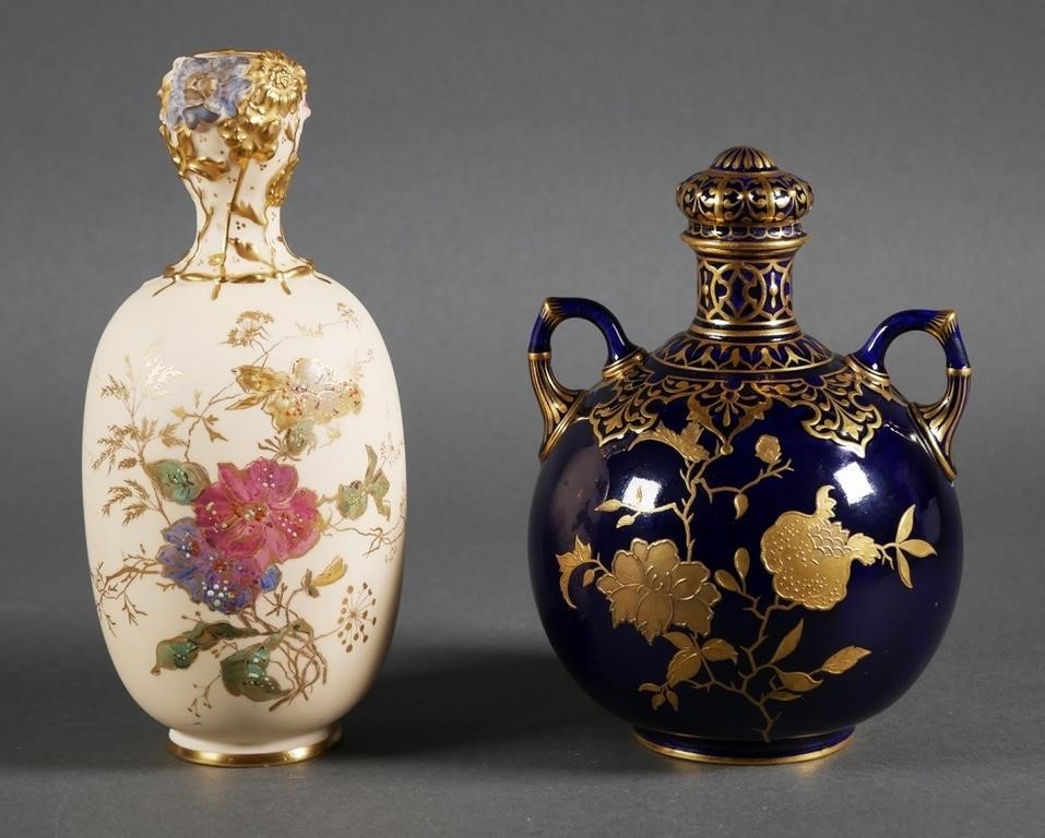 Appraisal: Two antique Royal Crown Derby vases The first vase has