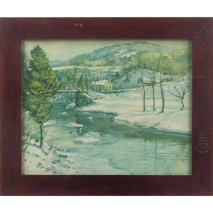 Appraisal: Roycroft frame holding a print by Gardner Symons signed with