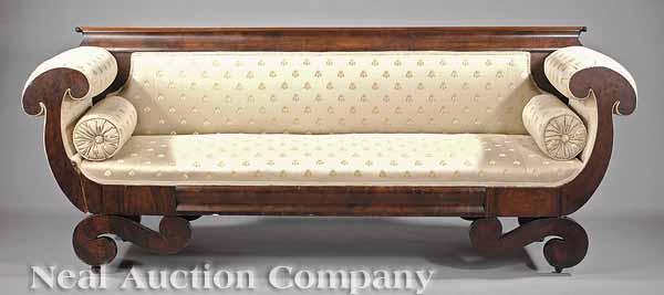 Appraisal: An American Classical Carved Mahogany Sofa c New York having