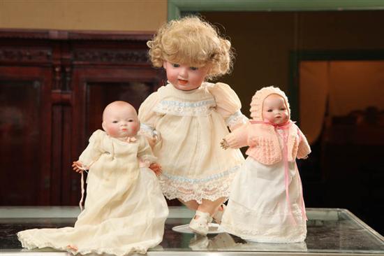 Appraisal: THREE BISQUE HEAD DOLLS A marked Grace Putnam by-lo baby