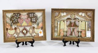 Appraisal: lot of Framed Victorian shellwork collages possibly sailor's valentines one