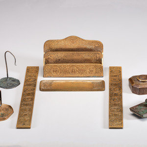 Appraisal: Tiffany Studios American Early th Century Zodiac Eight-Piece Desk Set