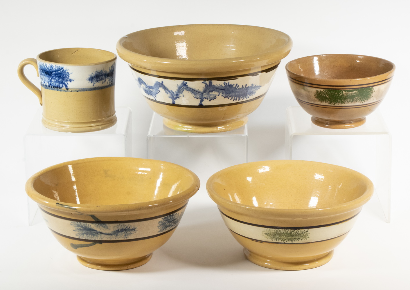 Appraisal: PCS MOCHA-DECORATED YELLOWWARE Group of Pieces of th and Early