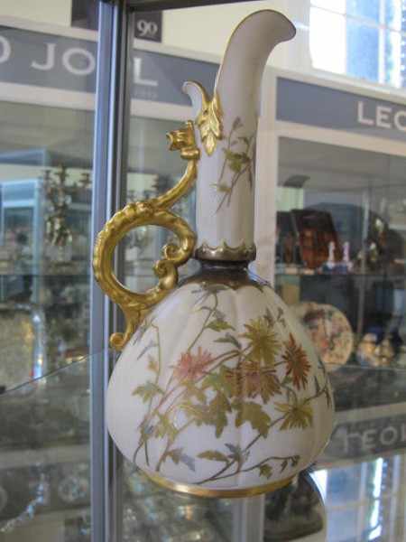 Appraisal: ROYAL WORCESTER HAND PAINTED AND GILDED FLORAL JUG