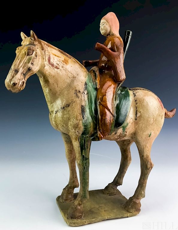 Appraisal: Chinese Tang Era Horse Rider Pottery Sculpture Tang Horse with