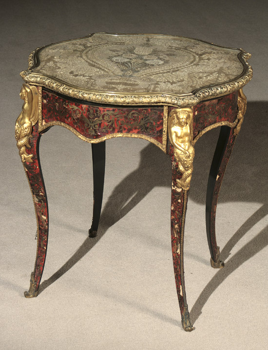 Appraisal: Louis XV Style Ormolu Mounted 'Boulle' Marquetry Center Table Last