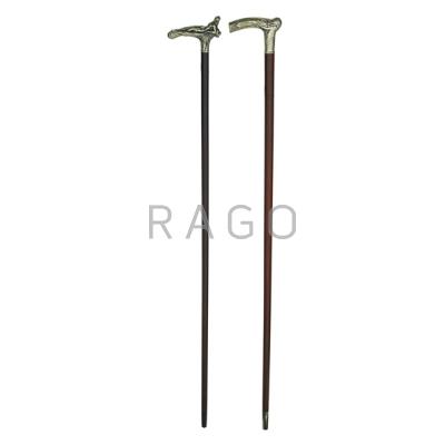 Appraisal: SILVER TOPPED CANES Two with figural nude handles in German