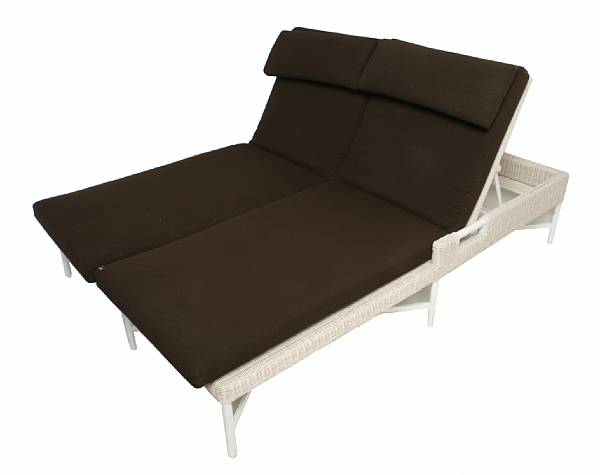 Appraisal: A Thomas Pheasant outdoor double chaise with brown cushions height