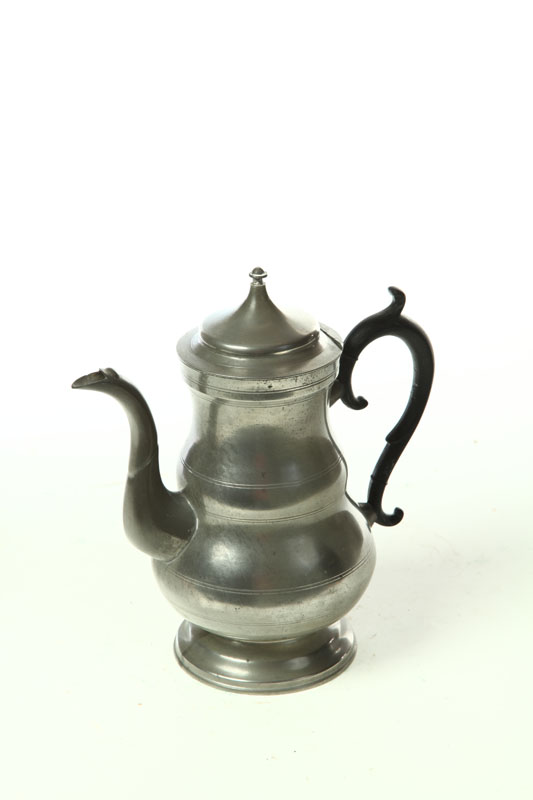 Appraisal: PEWTER COFFEE POT Lion touch for Thomas Danforth Boardman Hartford