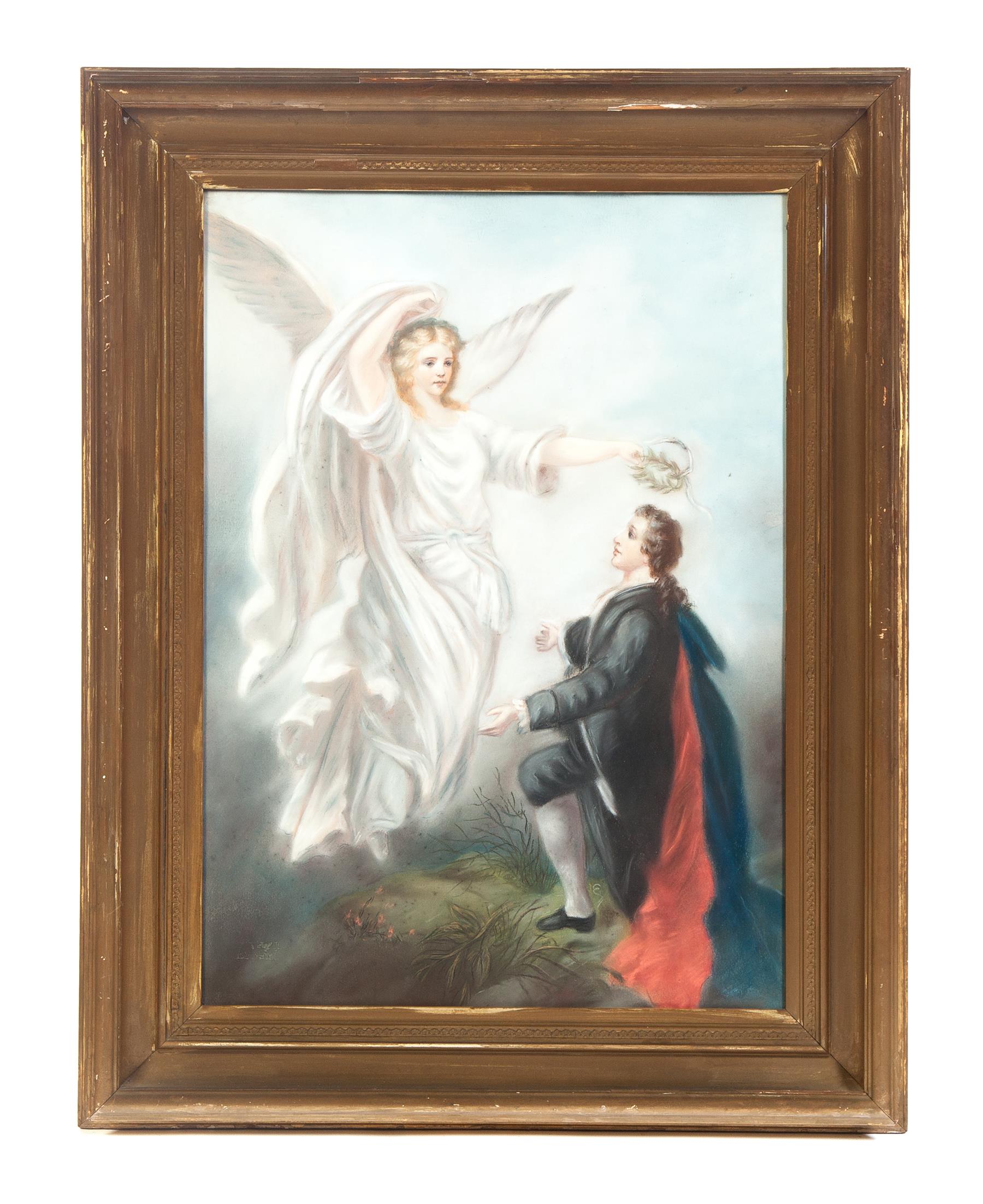 Appraisal: FRAMED PASTEL OF ANGEL American nd half- th century Heavenly